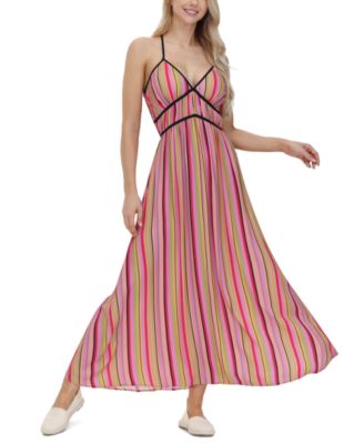 Frye - Women's Striped Cross-Back Maxi Dress