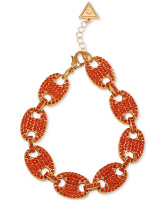 GUESS - Gold-Tone Pav&eacute; Link Statement Flex Bracelet