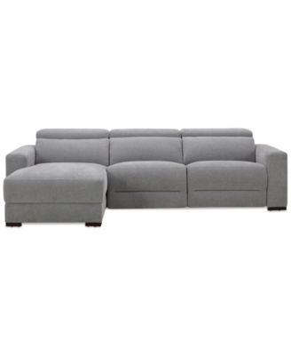 Furniture - Nevio 3-Pc. Fabric Power Headrest Sectional and Chaise with 2 Power Motion Chairs