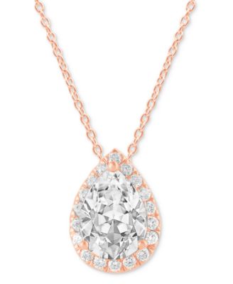 Badgley Mischka - Lab Grown Diamond Pear & Round Halo 18" Pendant Necklace (1-1/5 ct. t.w.) in 14k White Gold