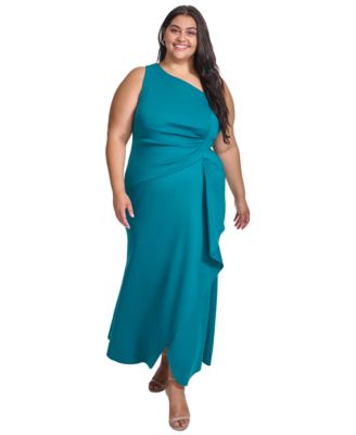 Eliza J - Plus Size Ruched One-Shoulder Gown