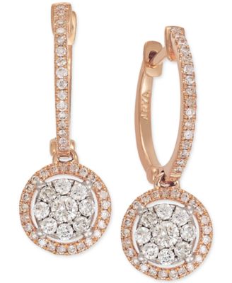 Macy's - Diamond Circle Drop Earrings in 14k Rose Gold (3/5 ct. t.w.)