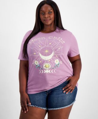 Love Tribe - Trendy Plus Size Moon Child Graphic T-Shirt