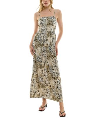 As U Wish - Juniors' Animal-Print Square-Neck Maxi Dress