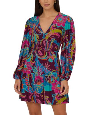 Adrianna by Adrianna Papell - Women's Printed Balloon-Sleeve Fit & Flare Dress