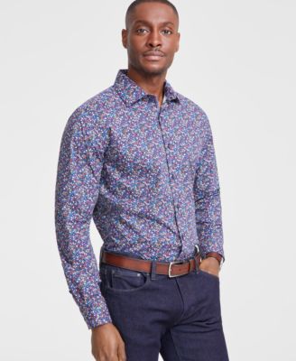 Bar III - Men's Slim-Fit Peter Ditsy Floral Dress Shirt