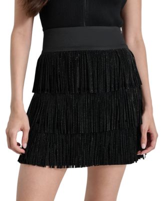 DKNY - Women's Studded Fringe Mini Skirt