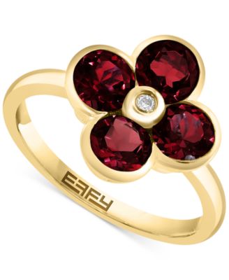 EFFY Collection - Garnet (2-1/2 ct. t.w.) & Diamond Accent Flower Ring in 14k Gold