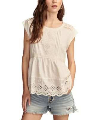 Lucky Brand - Women's Embroidered Peplum Tee
