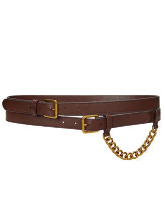 Lauren Ralph Lauren - Women's Double-Wrap Chain-Embellished Wide Leather Belt