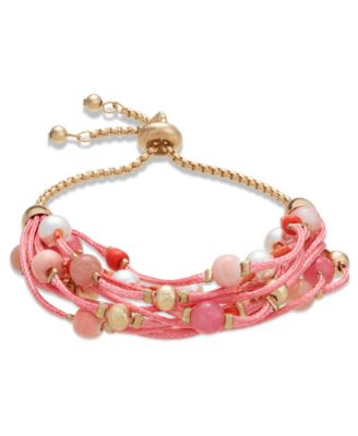Style & Co - Gold-Toned Mixed Bead Multi-Cord Slider Bracelet