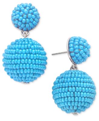 On 34th - Seed Bead Embellished Drop Earrings