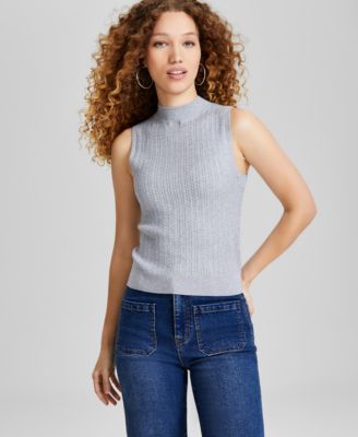And Now This - Women's Mock Neck Cable-Knit Sweater Vest