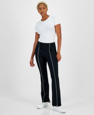 Bar III - Women's Front-Zip Pont&eacute;-Knit Pants