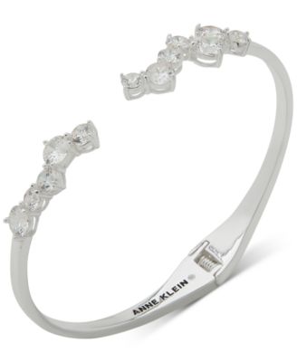 Anne Klein - Silver-Tone Cubic Zirconia Cluster Cuff Bracelet