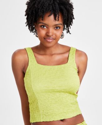 Bar III - Women's Square-Neck Textured Knit Top