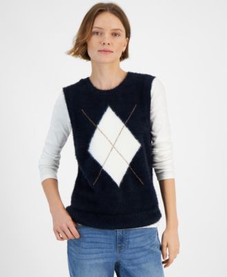 Tommy Hilfiger - Women's Fuzzy Argyle Sweater Vest