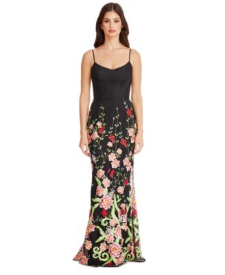 Dress the Population - Women's Giovanna Floral-Embroidered Dress