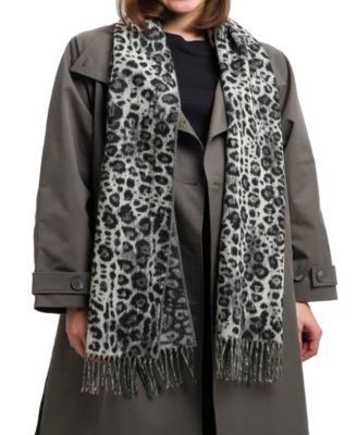 FRAAS - Women's Leo Leopard-Print Fringe-Trim Scarf