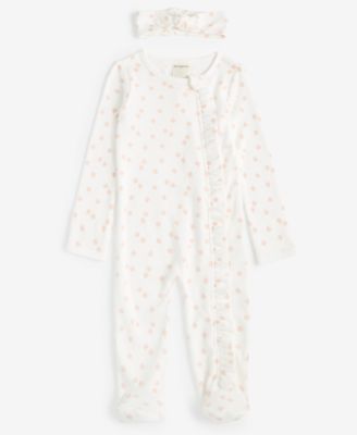 First Impressions - Baby Girls Secret Garden Cotton Printed Coverall Set