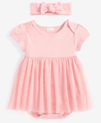 First Impressions - Baby Girls Tulle Bodysuit & Headband, 2 Piece Set