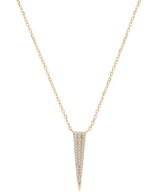 Wrapped - Diamond Pav&eacute; Spike Pendant Necklace (1/10 ct. t.w.) in 10k Gold, 15" + 2" extender