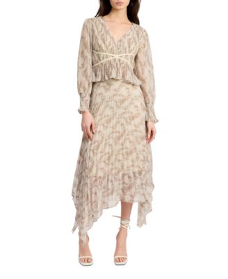 En Saison - Women's Ever Pleated Chiffon Midi Skirt