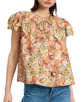 En Saison - Women's Candela Tie-Neck Ruffle-Sleeve Top