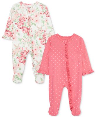 Little Me - Baby Girls Lush Floral Footed Coveralls, 2 Piece Set
