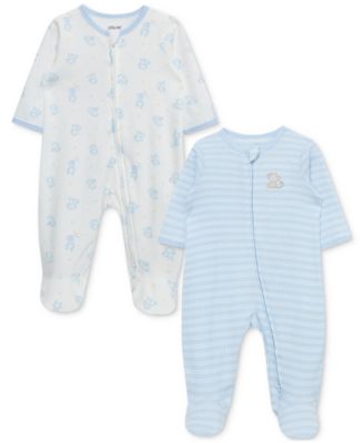 Little Me - Baby Boys Cuddles Cotton Footed Coveralls, 2 Piece Set