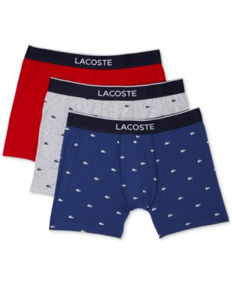 Lacoste - Men's 3pk. Regular-Fit Stretch Mini-Croc Boxer Briefs