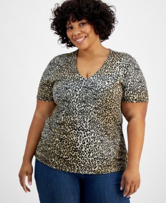 I.N.C. International Concepts - Plus Size Printed V-Neck Top