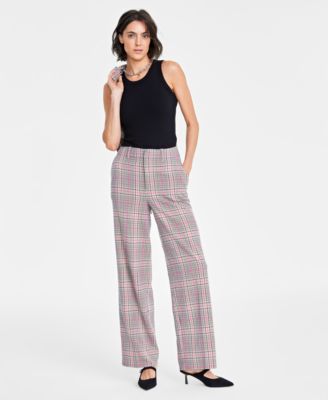 On 34th - Women's Plaid-Print Wide-Leg Trousers