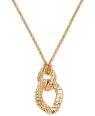 I.N.C. International Concepts - Textured Interlocking Long Pendant Necklace, 30" + 3" extender