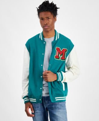 Hybrid - Men's Mickey Mouse Colorblocked Fleece Varsity Bomber Jacket