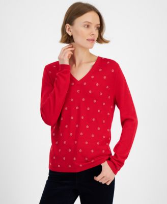Tommy Hilfiger - Women's Embellished V-Neck Sweater