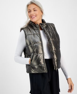 ID Ideology - Women's Metallic Puffer Vest, Created for Macy's