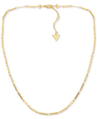 GUESS - 14k Gold Ion-Plated Bar Station Collar Necklace, 16" + 2" extender