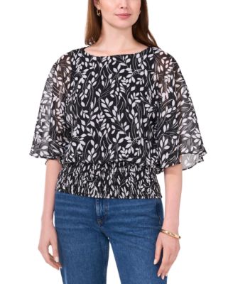 Sam & Jess - Petite Printed Smocked Top