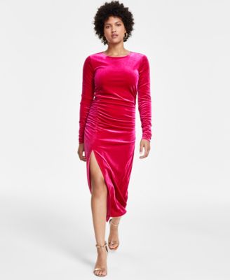 Sam Edelman - Women's Velvet Ruched Long-Sleeve Dress