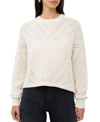 French Connection - Women's Mozart Chevron-Stitch Cropped Cotton Sweater