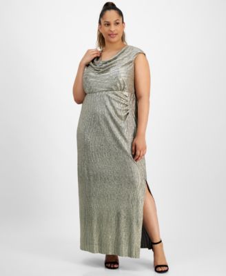 Connected - Plus Size Cowlneck Sleeveless Long Dress