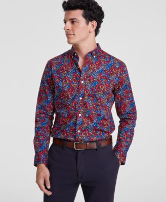 Club Room - Men's Monty Leaf Poplin Shirt