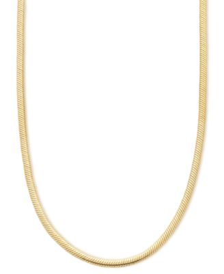Italian Gold - Polished Half Round Snake Link 18" Chain Necklace in 10k Gold