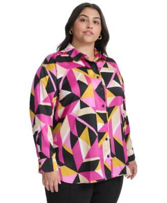 KARL LAGERFELD PARIS - Plus Size Printed Button-Front Shirt