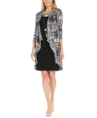 R & M Richards - Women's Printed Jacket & Necklace Dress