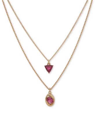 KARL LAGERFELD PARIS - Gold-Tone Mixed Stone Layered Pendant Necklace, 16" + 3" extender