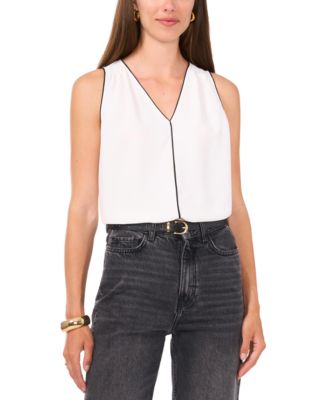 Vince Camuto - Women's Piped Sleeveless Blouse