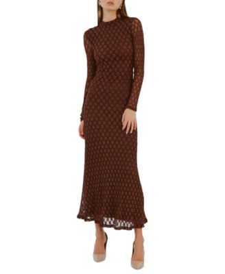 Bardot - Women's Ola High-Neck Long-Sleeve Floral-Lace Dress