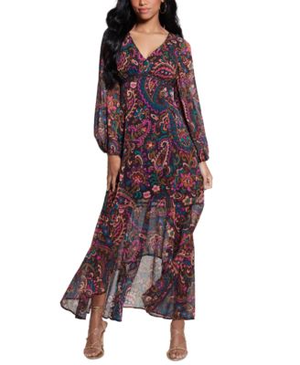 GUESS - Women's Bianca Paisley-Print High-Low Dress
